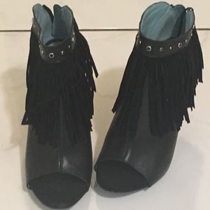 Miranda -(peep toe)  fringe ankle boot